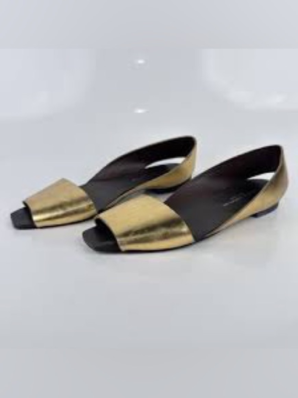 Saint & Libertine gold metallic leather 'Taylor' d'orsay peep-toe flat